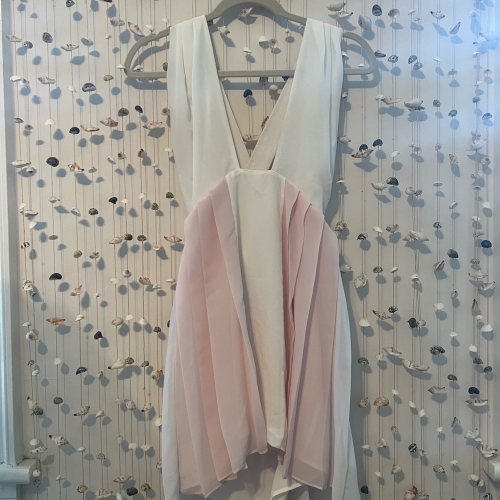 BCBG Flowing White and Pink Dress